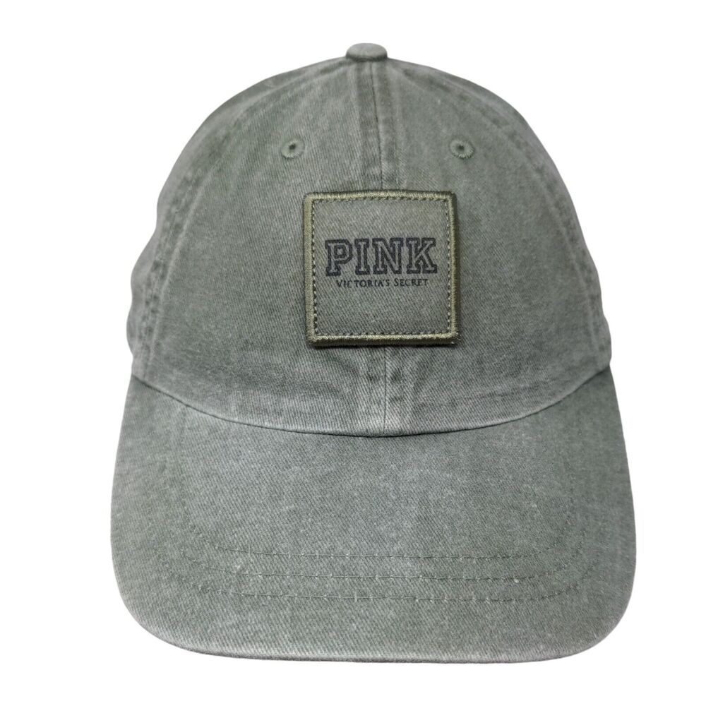 PINK Victoria's Secret Slideback Hat Green One Size Adjustable 6 Panel Cotton